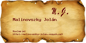 Malinovszky Jolán névjegykártya