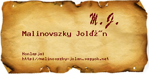 Malinovszky Jolán névjegykártya