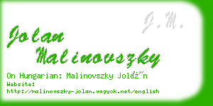 jolan malinovszky business card